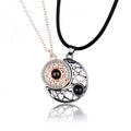 Astronaut Star Moon Pendant Couple Necklace for Women Men Lovers I Love You 100 Languages Projection Chain Necklace Jewelry Gift
