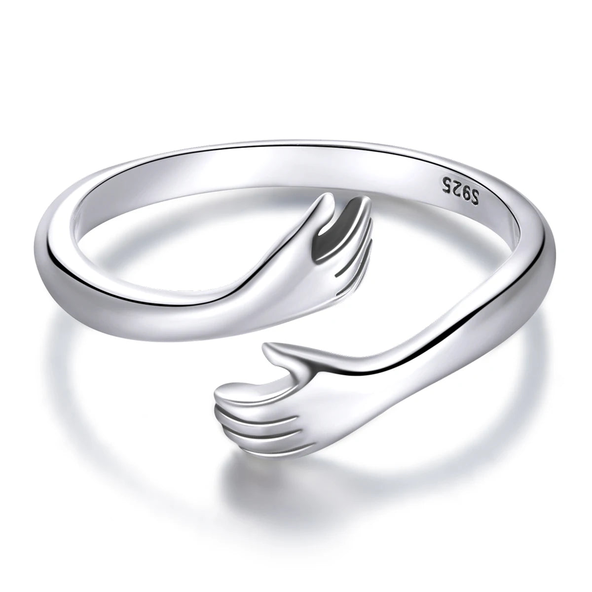 925 Sterling Silver Hug Open Ring, Adjustable Gift Ring