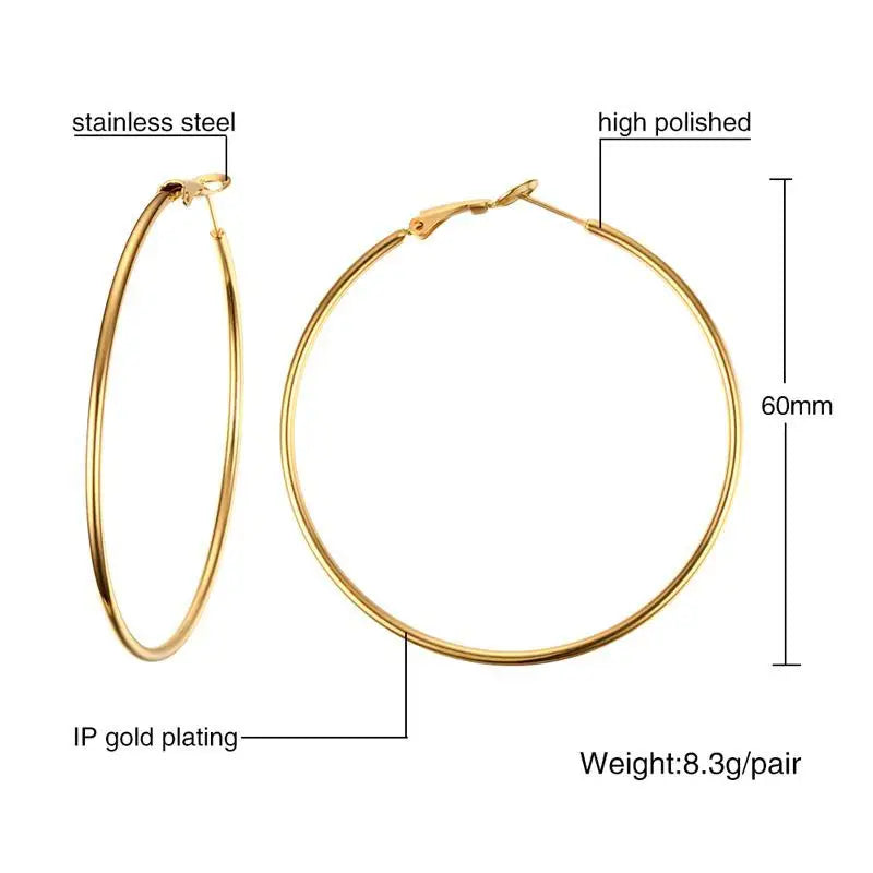 Large Star Hoop Earrings, Silver Color