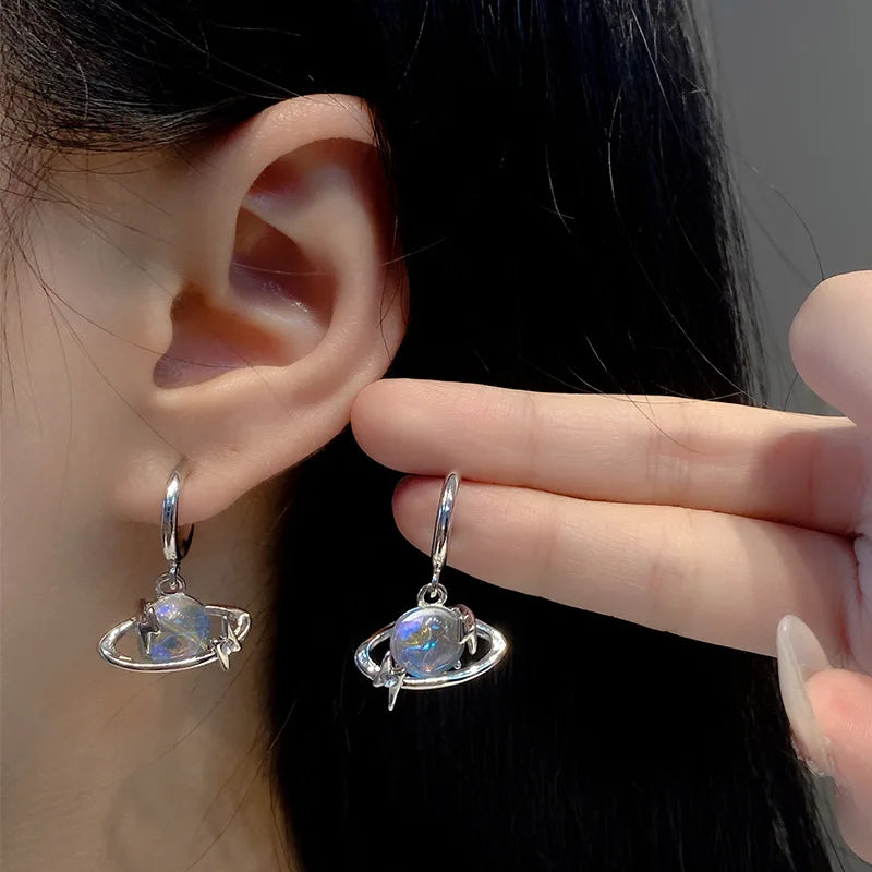 Vintage Elegant Purple Crystal Flower Petal Earrings