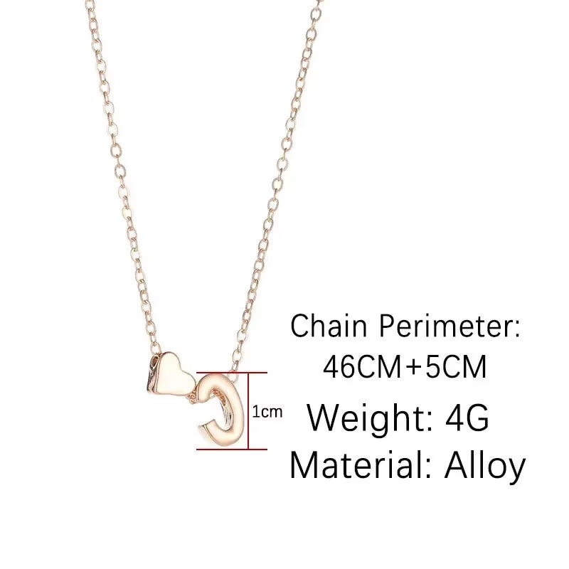 Tiny Heart Dainty Initial Necklace, Gold/Silver Letter Choker