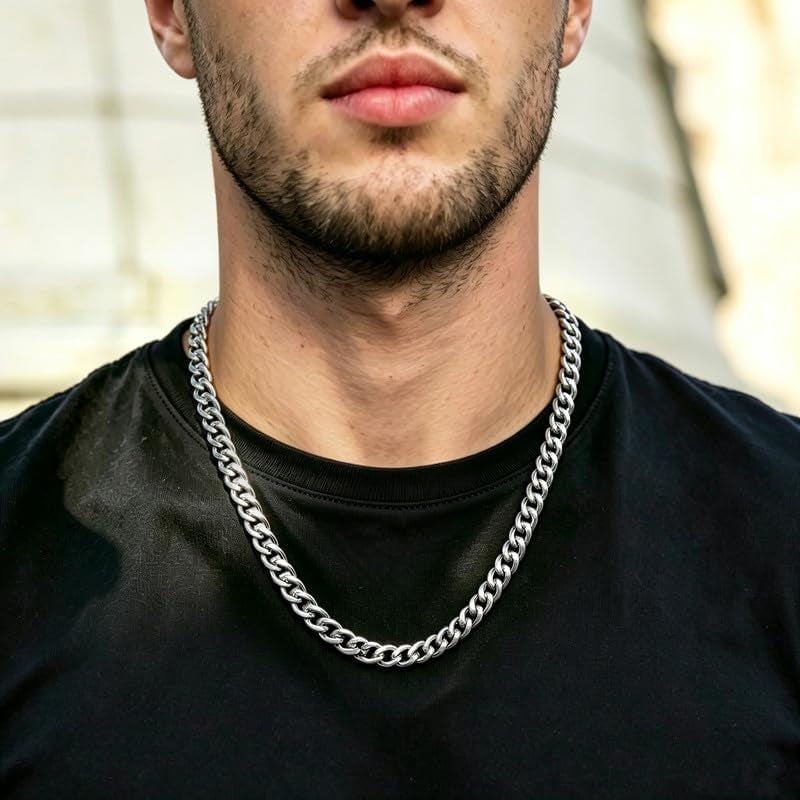 5Mm Stainless Steel Cuban Link Chain Necklace