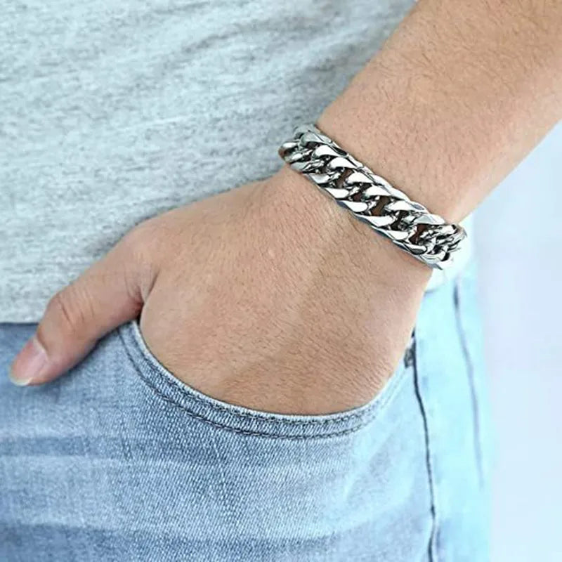 316L Stainless Steel Cuban Link Chain Bracelet for Men