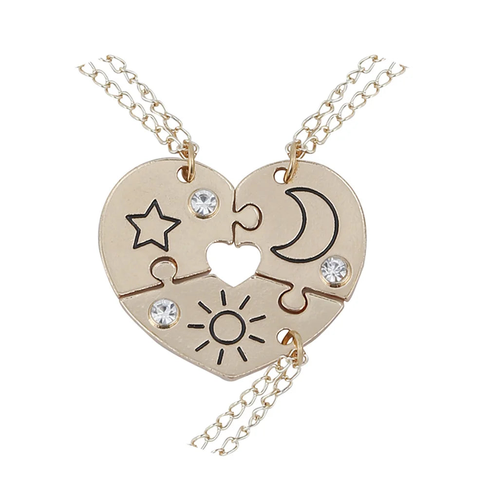 Trendy Sun Moon Star Cloud Charm Friendship Necklace Set