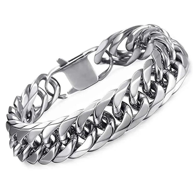 316L Stainless Steel Cuban Link Chain Bracelet for Men