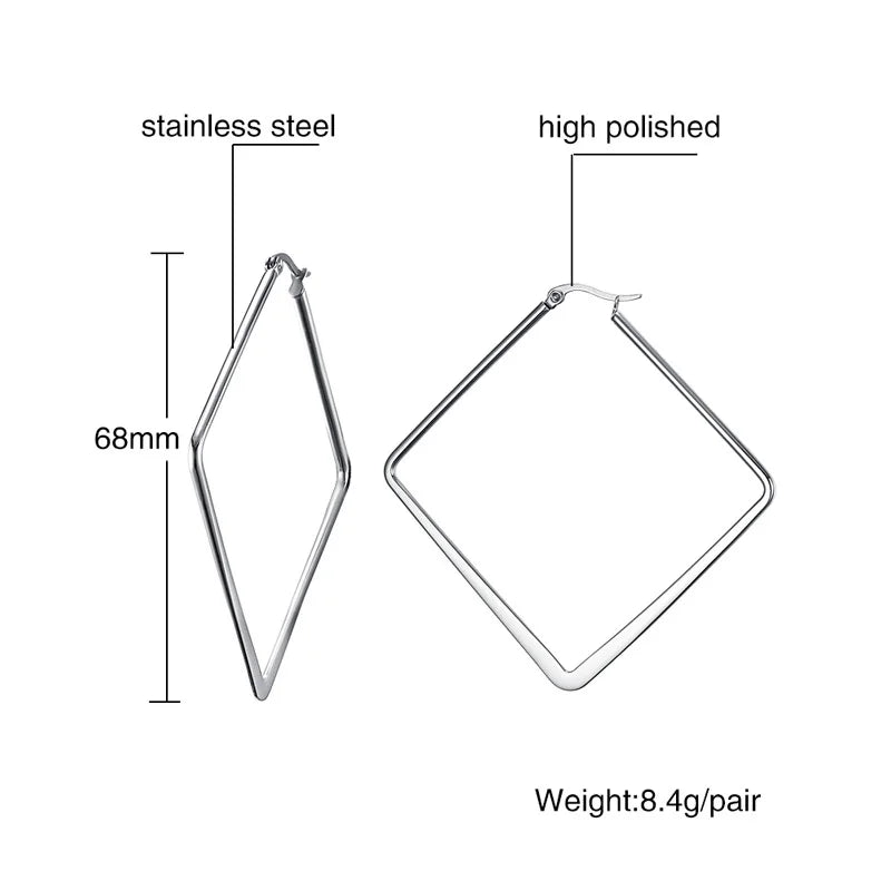Large Star Hoop Earrings, Silver Color