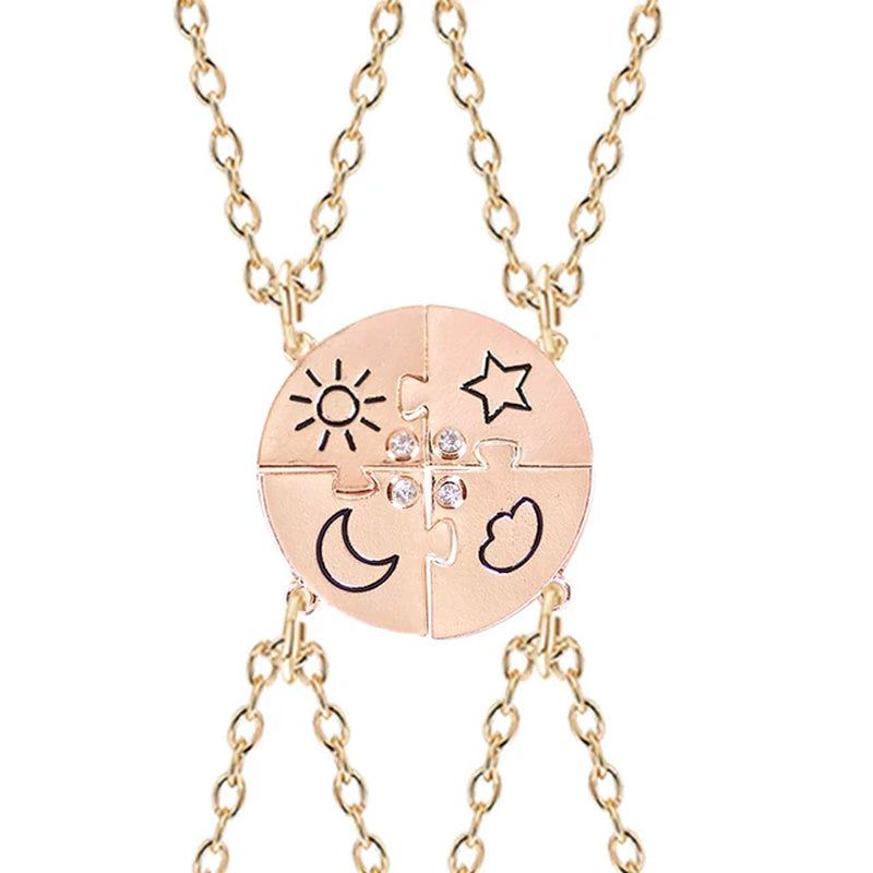 Trendy Sun Moon Star Cloud Charm Friendship Necklace Set