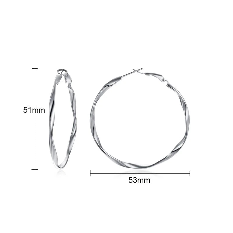 Large Star Hoop Earrings, Silver Color